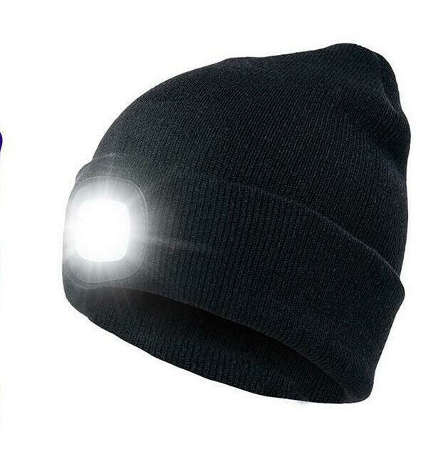 4 LED Knitted Beanie Cap Headlamp Head Light Flashlight Torch HatSports Running