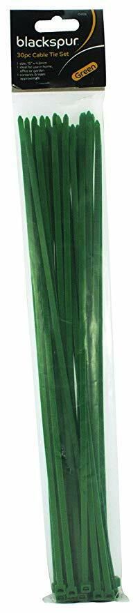 BLACKSPUR 30PC CABLE TIES GREEN CH105 CABLE TIDY MAINTENANCE HOME OFFICE GARDEN