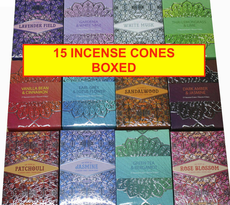 15 Cones Pack Incense Home Fragrance Joss Sticks Meditation Various Scents