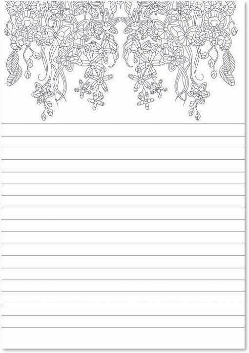 A5 Notebook Notepad Doodle Journal Pad Diary Ruled Lined with Doodles to Colour