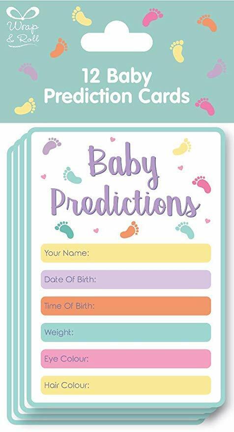 12 Baby Shower Party Prediction Cards, A6 Multi Coloured for Boys or Girls