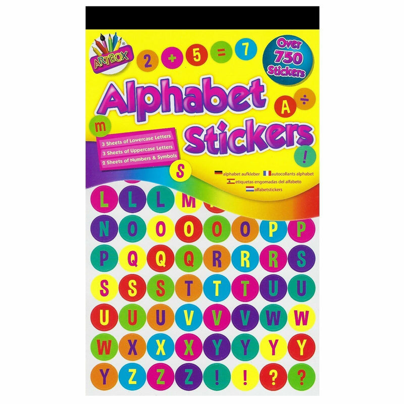 Artbox 500+ Childrens Alphabet Stickers Bright Rewarding Funny Fun