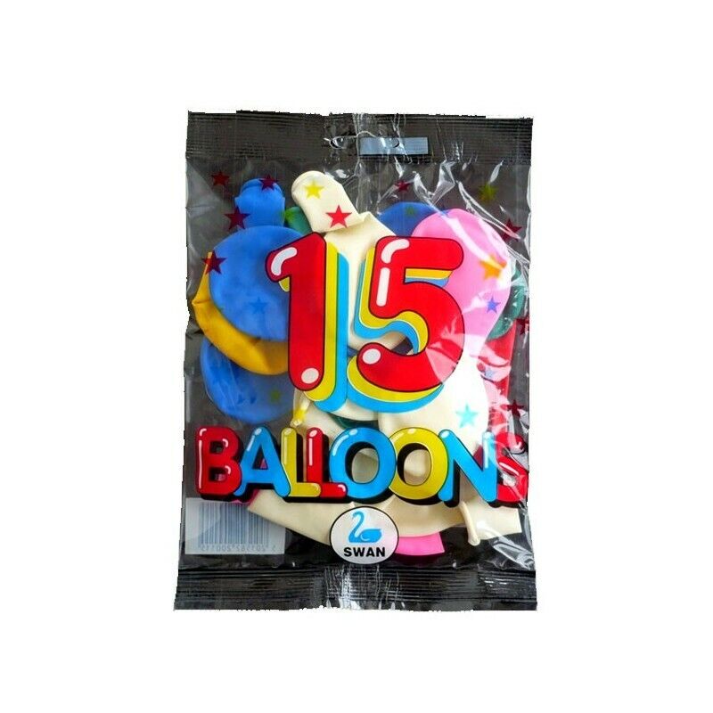 15  Latex Balloons Mixed Colours - Birthday / Party Decorations - Best Quality