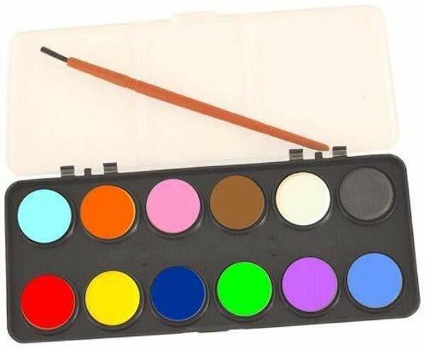 12 pc Watercolour and Brush Set Paints Vibrant Colours Non Toxic