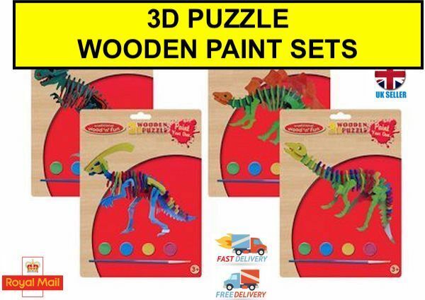 3D WOODEN PUZZLE PAINT YOUR OWN WOOD FUNTIME KIDS LEARNING