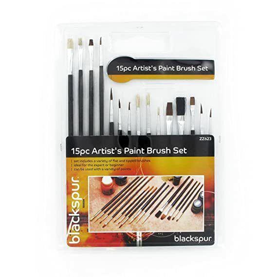 Blackspur 15Pc Assorted Artist Paint Brushes FUN ART CRAFT HOBBY TOYS ACTIVITY