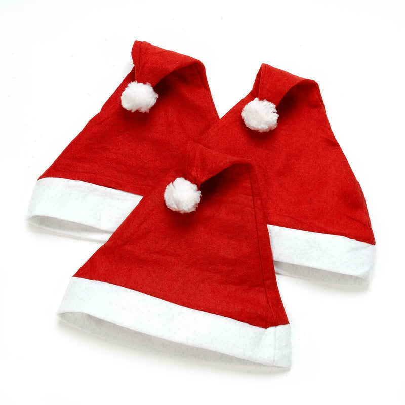 3 Santa Hats Festive Christmas Party Father Xmas Felt Hat Unisex Adult Size