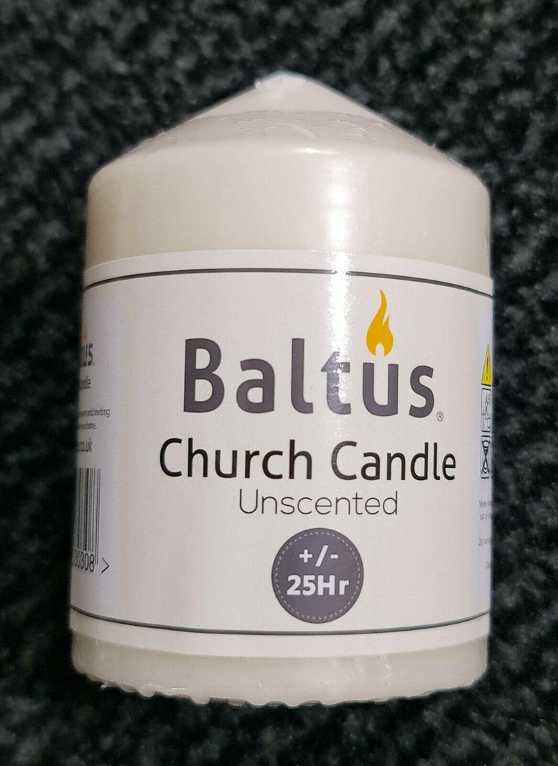 BALTUS CHURCH CANDLE UNSCENTED IVORY 25 HOURS BURN TIME