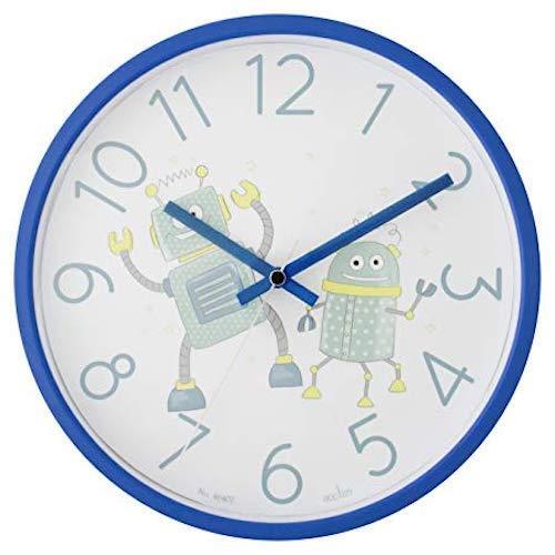 Brand New Acctim Royal Blue Robot Childrens Bedroom Quartz 12hr Wall Clock