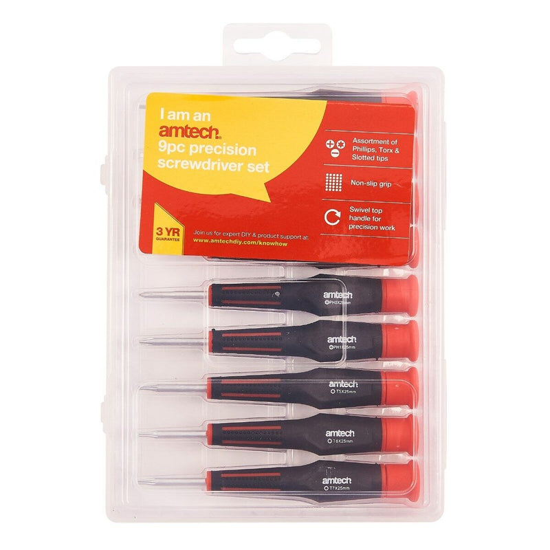 Amtech Screwdrivers Range Sets Screw Mechanic Joiner Magnetised Tip Soft Grip