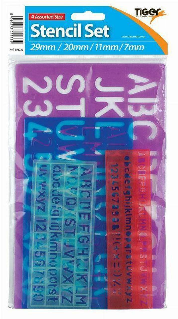 4 PC Stencil Set 7mm to 29mm Alphabet Letters Number Plastic Stencils Large Lett