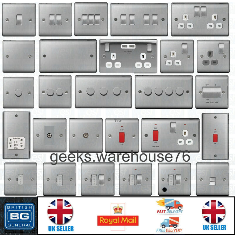 BG Nexus Brushed Steel Satin Chrome Light Switches  & Sockes Range