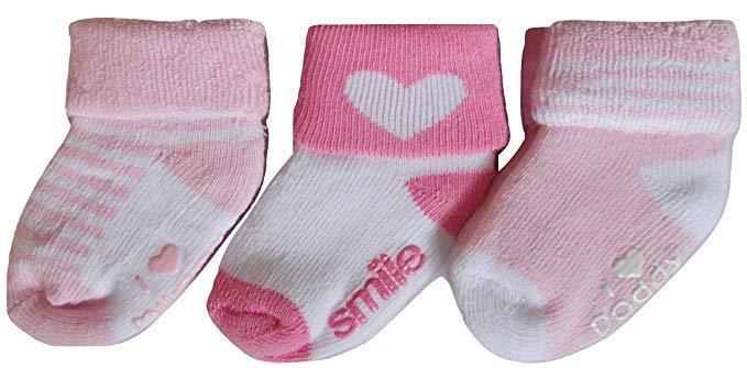 Baby Girls Warm 3 Pairs Anti-Slip Socks Pink  0-6 MONTHS