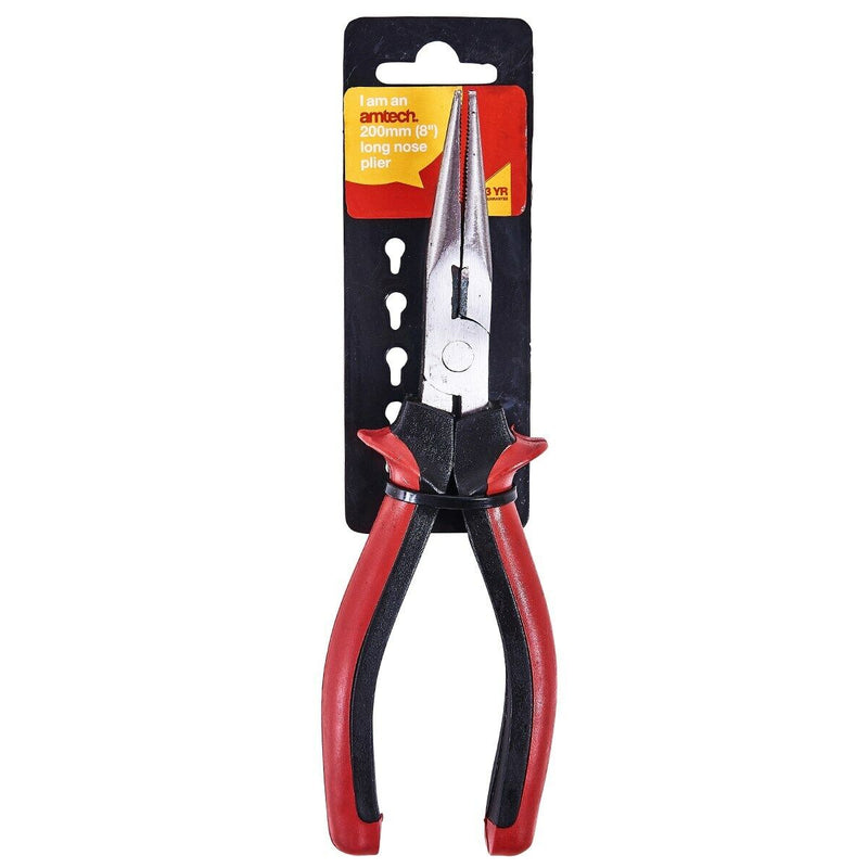 Amtech 200mm 8" Long Nose Pliers Comfort grip handle