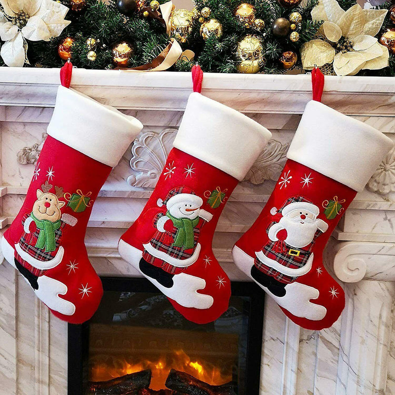 Christmas Stockings Kids Cute Snowman/Tartan/Plush/Santa/Pengiuns/ 10 Designs